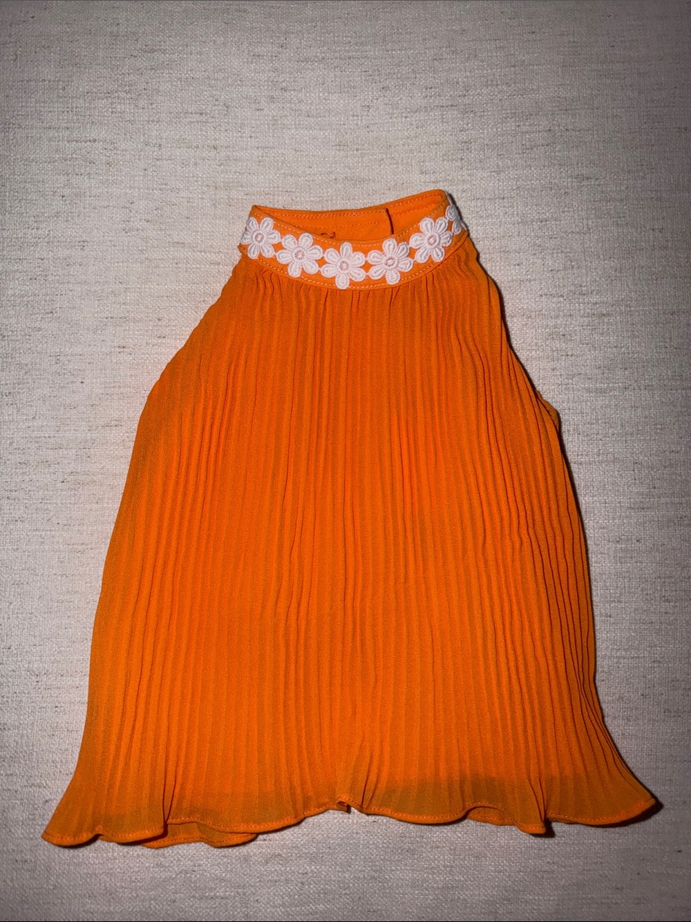 Janie and Jack Sleeveless Pleated Orange Floral Trim Dress